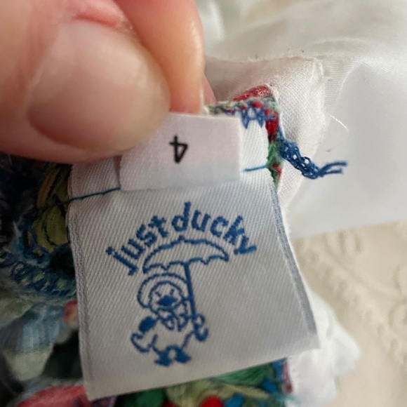 Vintage Corduroy Dress Apples Long Puff Sleeve Peter Pan Collar size 4 Holiday - Picture 9 of 13